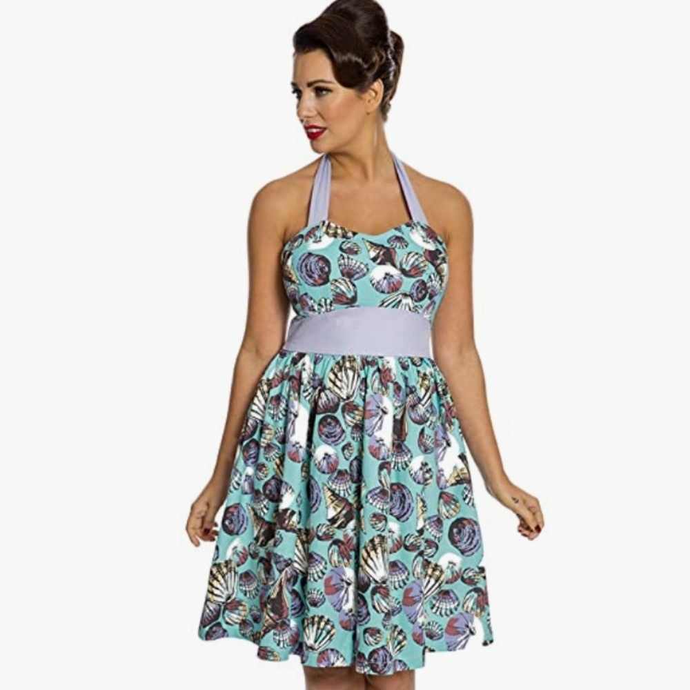 NWOT Lindy Bop Anayah Summer Halter Seashell Dress 12 - Vintage Reto Pinup Style